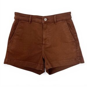 Everlane Brown Stretch The Cotton Twill High Rise Utility Shorts 4